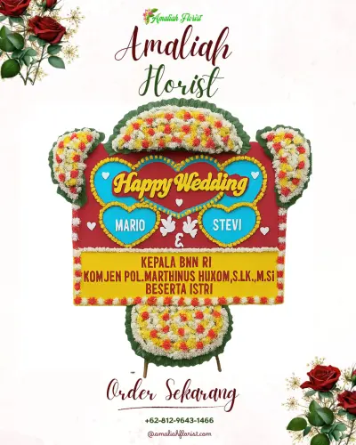 Karangan Papan Bunga Pernikahan di Karyamukti